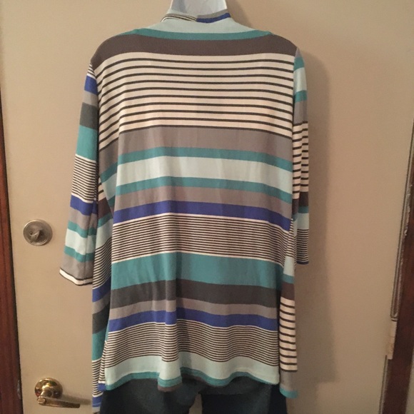NWT Myobe 3/4 sleeve printed blue stripe cardigan - Picture 13 of 16